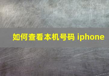 如何查看本机号码 iphone